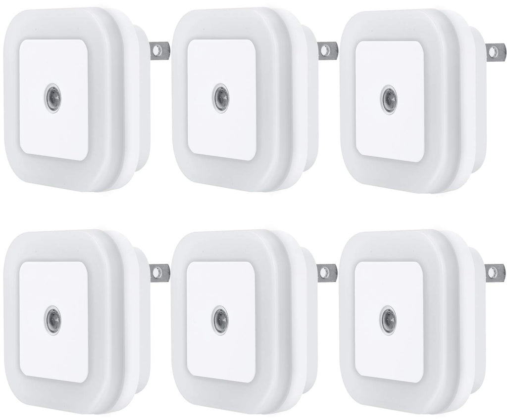 Uigos LED Night Light Lamp with Smart Sensor Dusk to Dawn Sensor, Daylight White, 0.5W Plug-in, 6-Pack