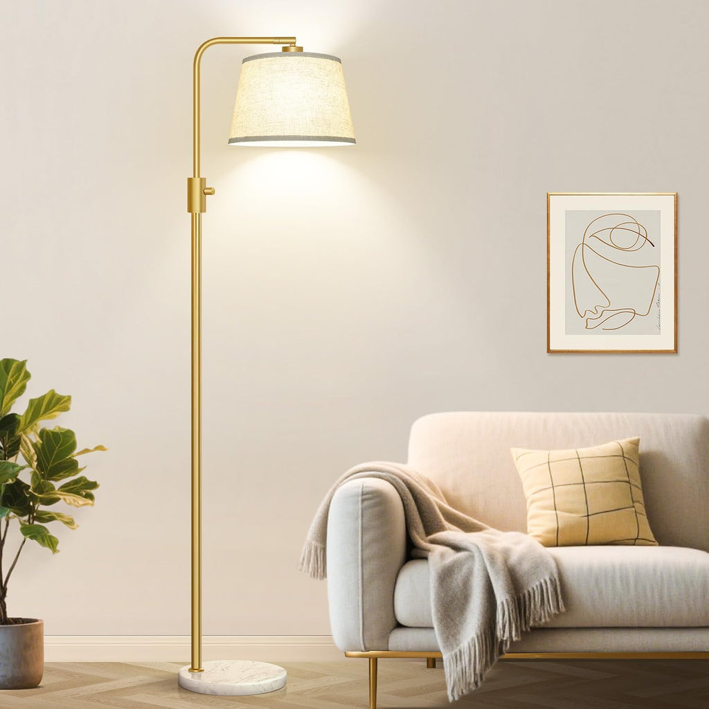 Nintiue Dimmable Gold Floor Lamp, 1000 LM LED Edison Bulb Included, Arc Floor Lamps for Living Room with Marble Base, Modern Standing…