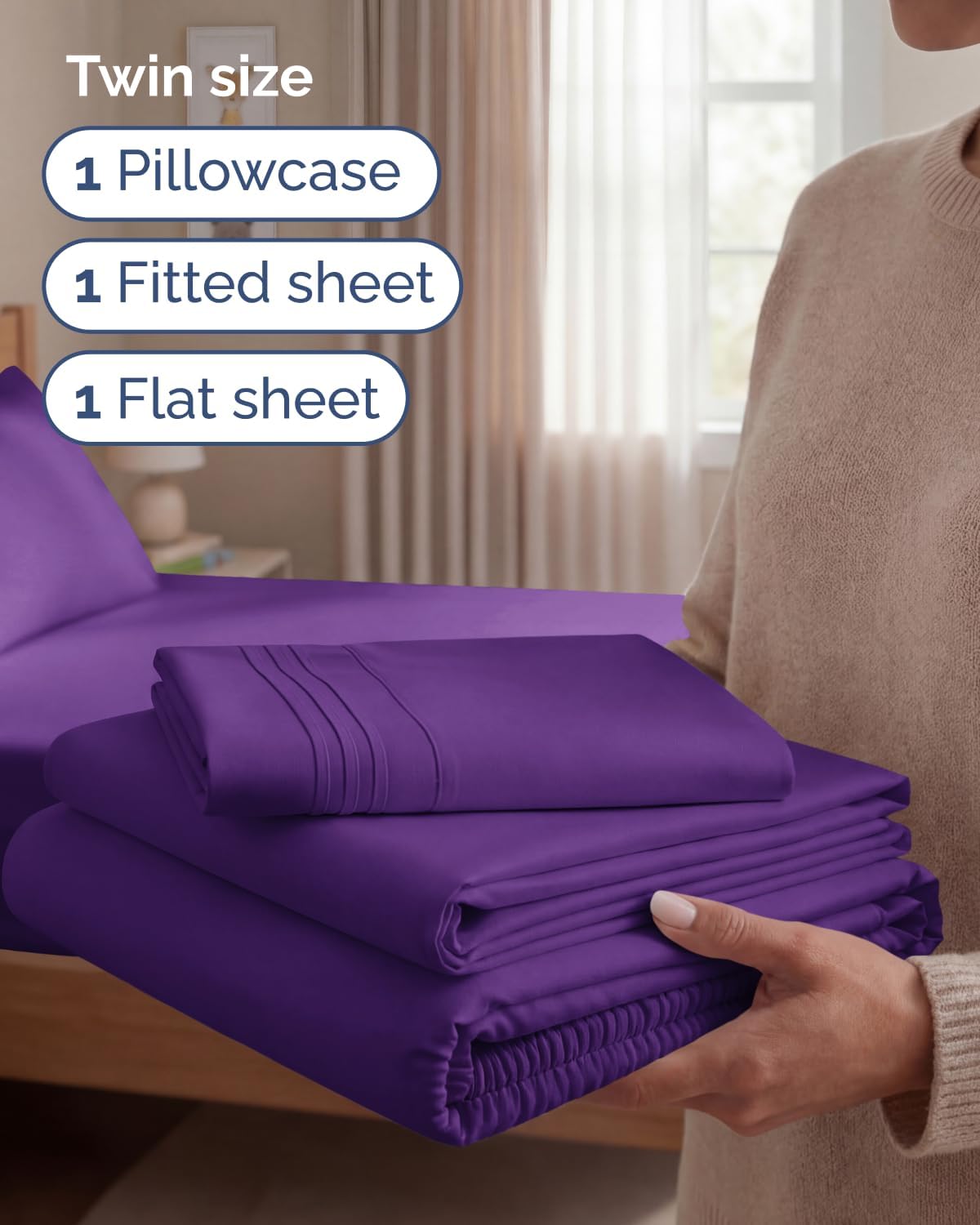 Twin Size 3 Piece Sheet Set - Comfy Breathable & Cooling Sheets - Hotel Luxury Bed Sheets for Women & Men - Deep Pockets, Easy-Fit, Extra…