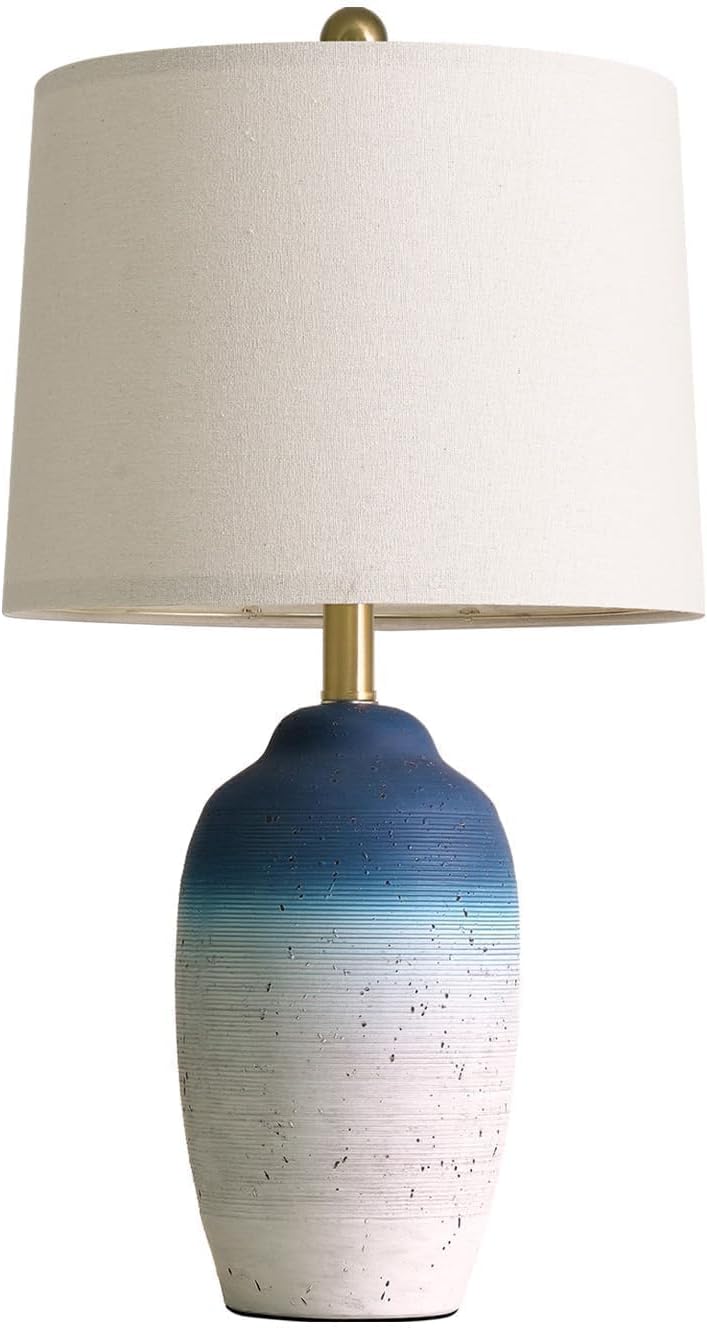 USumkky 24.5" Vintage Ceramic Table Lamp with 5FT Cord - Single Farmhouse Rustic Bedside Lamp with Natural Textured Finish, Nightstand…