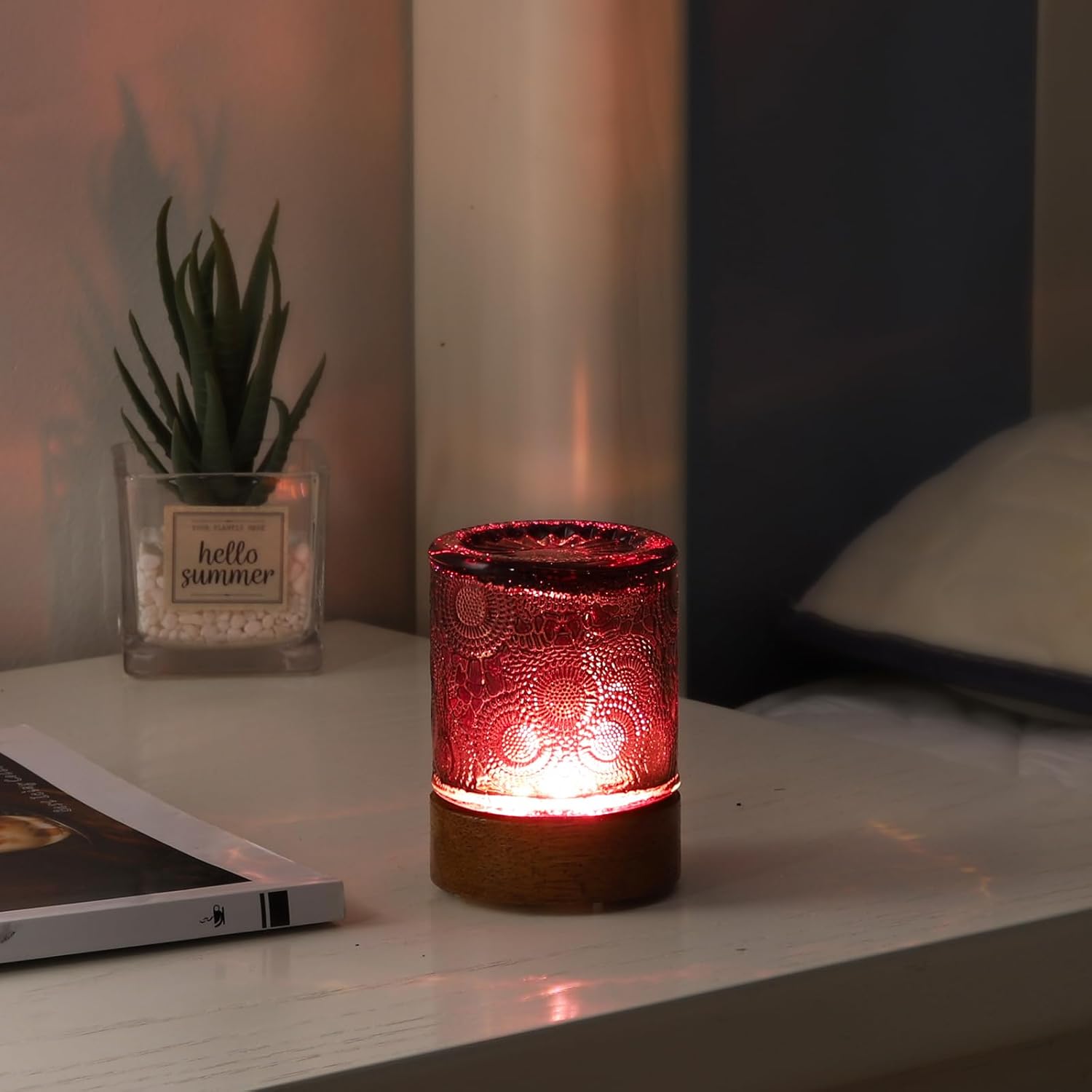 Mini Soft Warm Light Lamp Battery Operated Portable Night Light with Timer, Small Glass Vintage Dim Sleep Nightlights, Battery Powered…