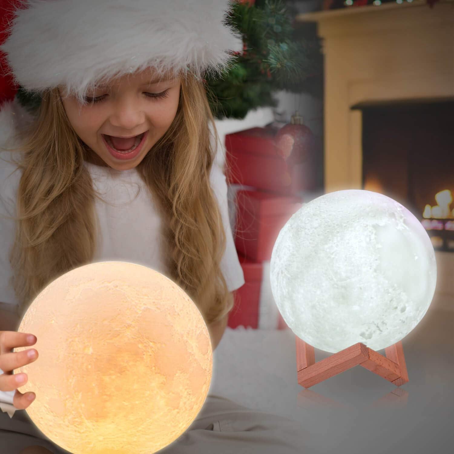 LOGROTATE Moon Lamp, 3D Printing 16 Colors LED Night Light, Moon Light with Stand and Time Setting & Remote & Touch Control, Lunar Lights…