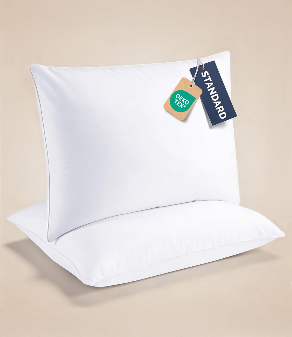CGKUnlimited CGK Linens Ultra Thin Flat Pillows for Sleeping - Standard Size Pillows Set of 2 - Soft Down Alternative Bed Pillows for Back…