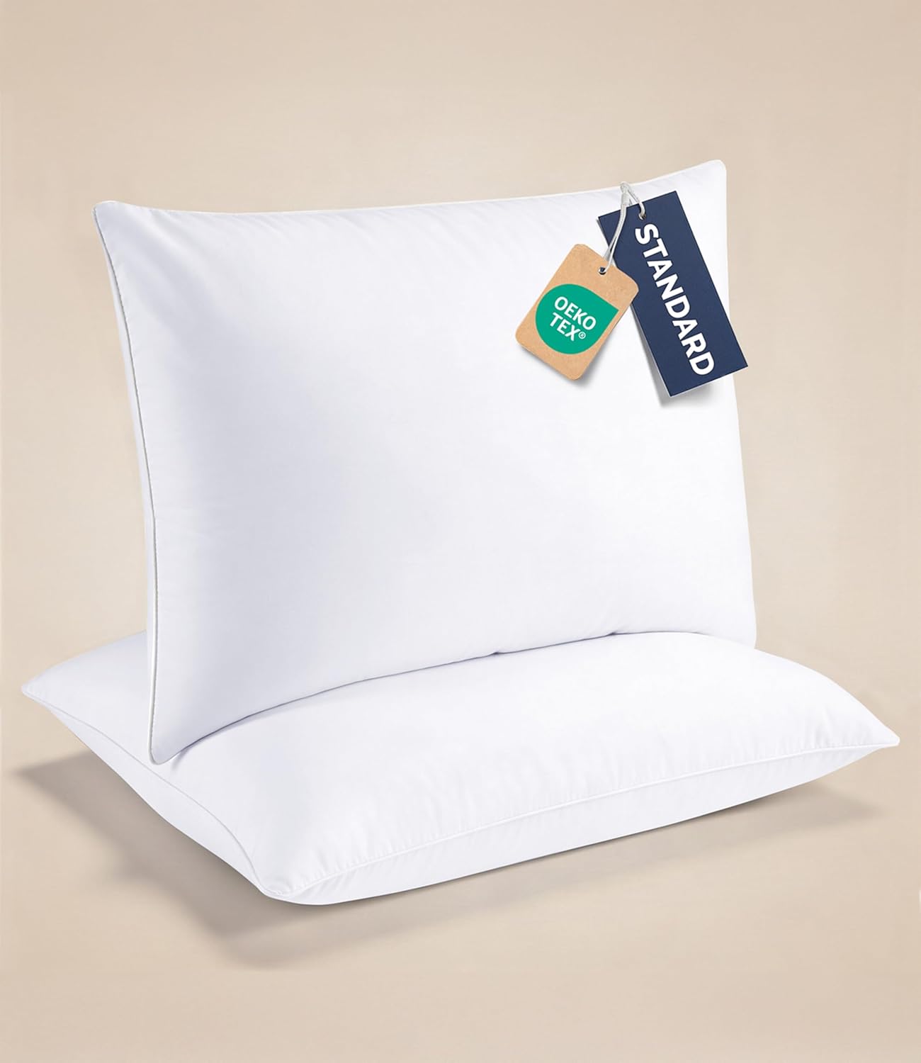 CGKUnlimited CGK Linens Ultra Thin Flat Pillows for Sleeping - Standard Size Pillows Set of 2 - Soft Down Alternative Bed Pillows for Back…