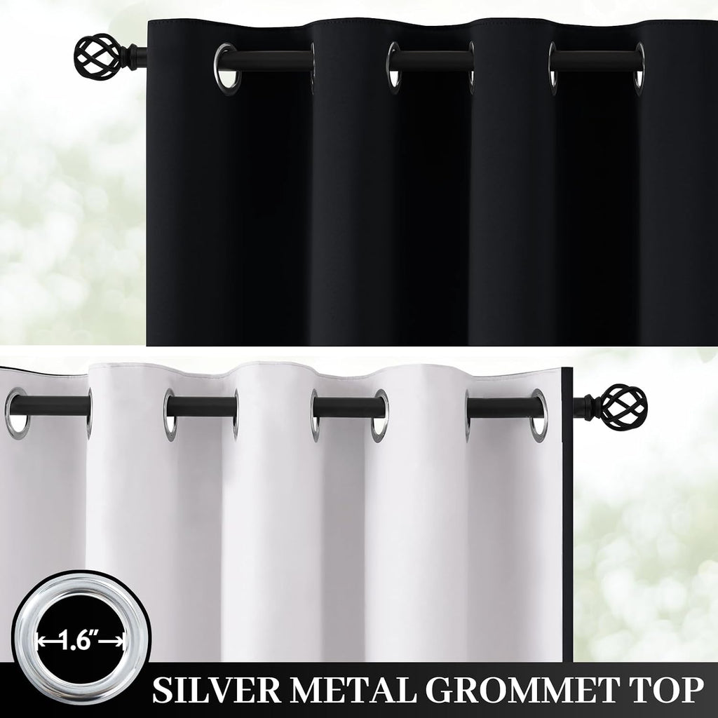 Yakamok 100% Blackout Curtain Panels 63 inches Cold and Light Blocking Drapes for Nursery, 2 Thick Layers Thermal Insulated Draperies (2 Pi…