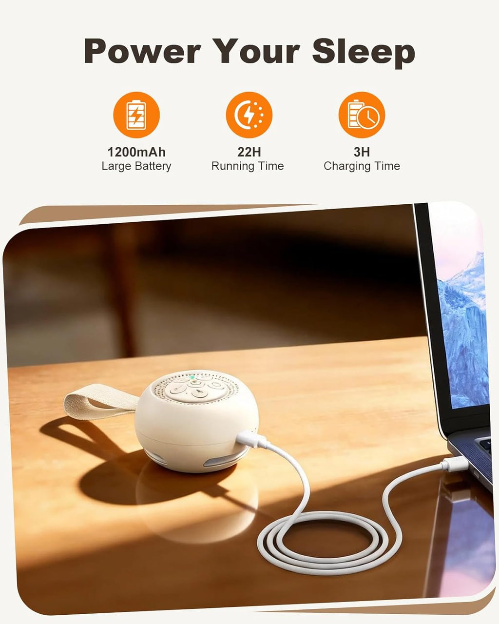 White Noise Sound Machine with Voice Recording, 16 Soothing Sounds Portable Noise Machine, Night Light, Timer, Rechargeable White Noise…