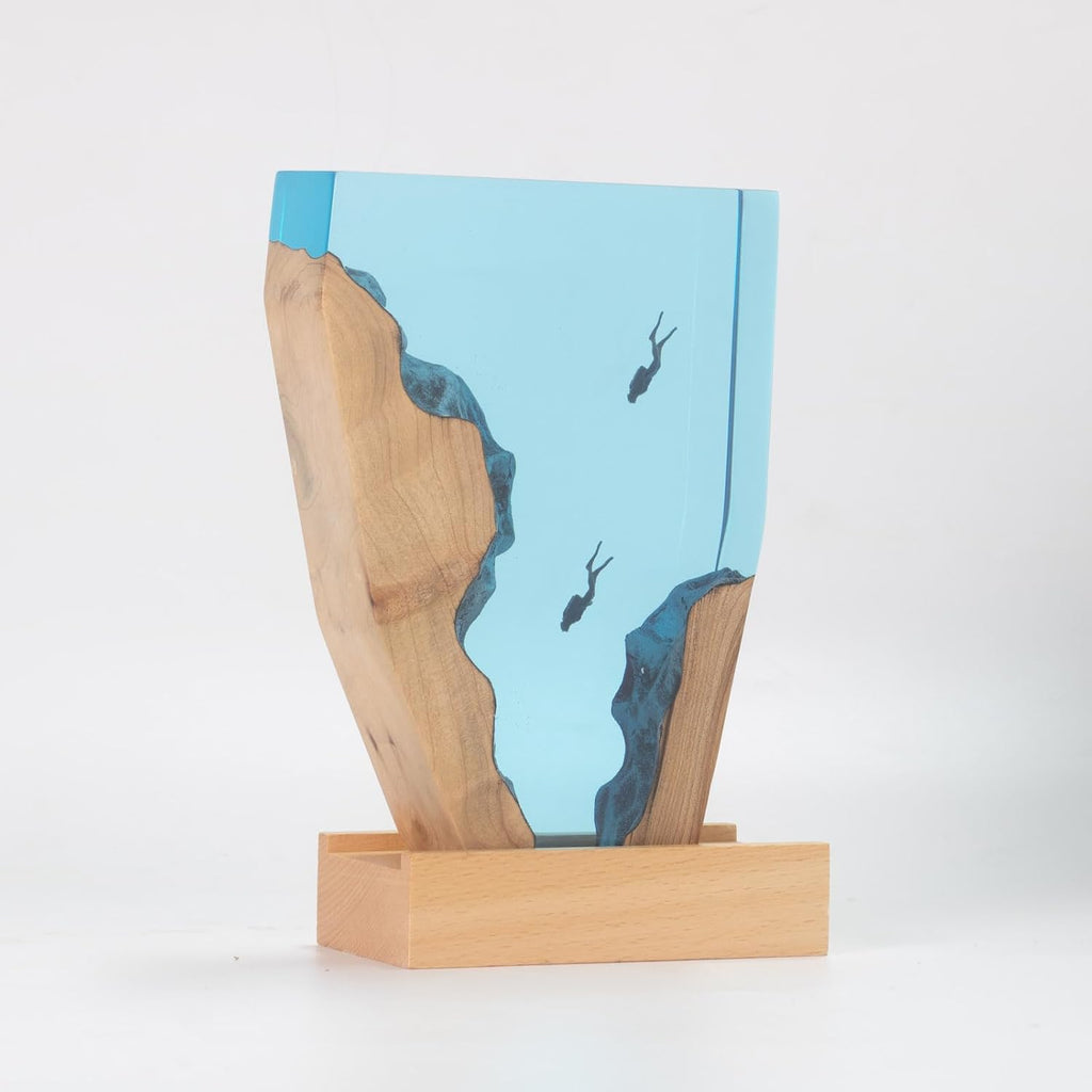 Epoxy Resin Lamp, Ocean Night Light, Artistry Home Decor Bedside Nightlight, Unique Resin Lighting, Nightstand Decorations for Bedroom…