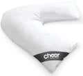 Cheer Collection Oversized V-Shaped Pillow, L-Shaped Pillow for Neck and Shoulder Support, Curved Body Pillow with Removable Pillowcase