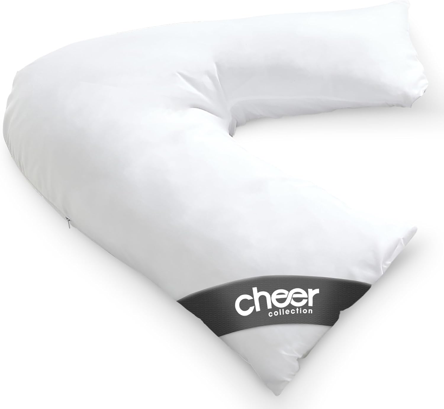 Cheer Collection Oversized V-Shaped Pillow, L-Shaped Pillow for Neck and Shoulder Support, Curved Body Pillow with Removable Pillowcase