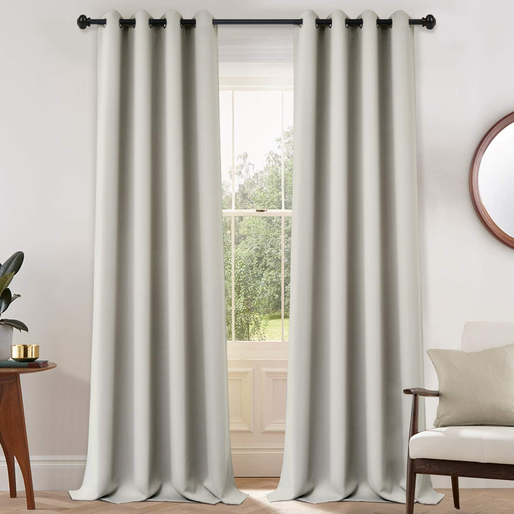 Yakamok Blackout Curtains for Bedroom, Room Darkening Thermal Insulated Grommet Top Drapes for Living Room, Light Beige,52x108 Inch, 2 Panels