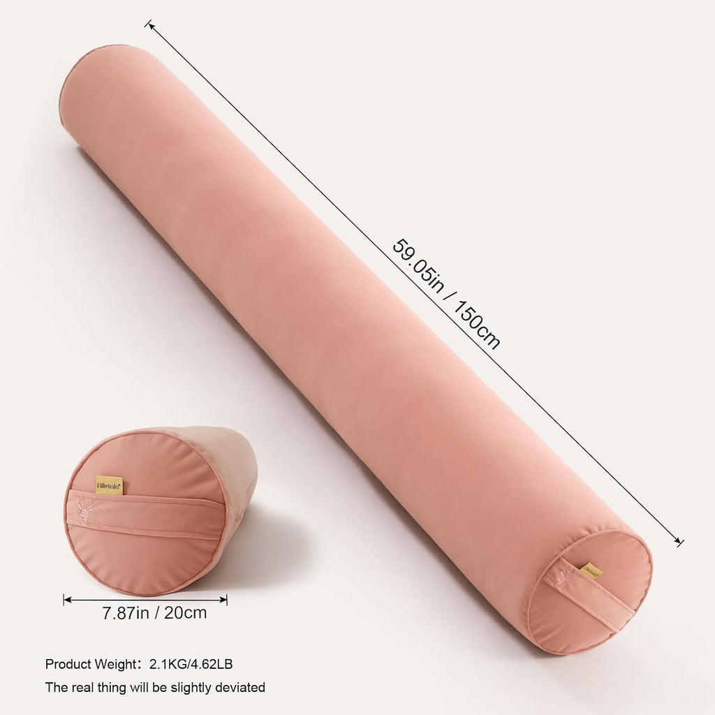 Body Pillow for Adults, Long Round Pillow, Big Cylindrical Pillow, Large Full Bolster Pillows for Side Sleepers (Blush Pink, 59"*7.87")