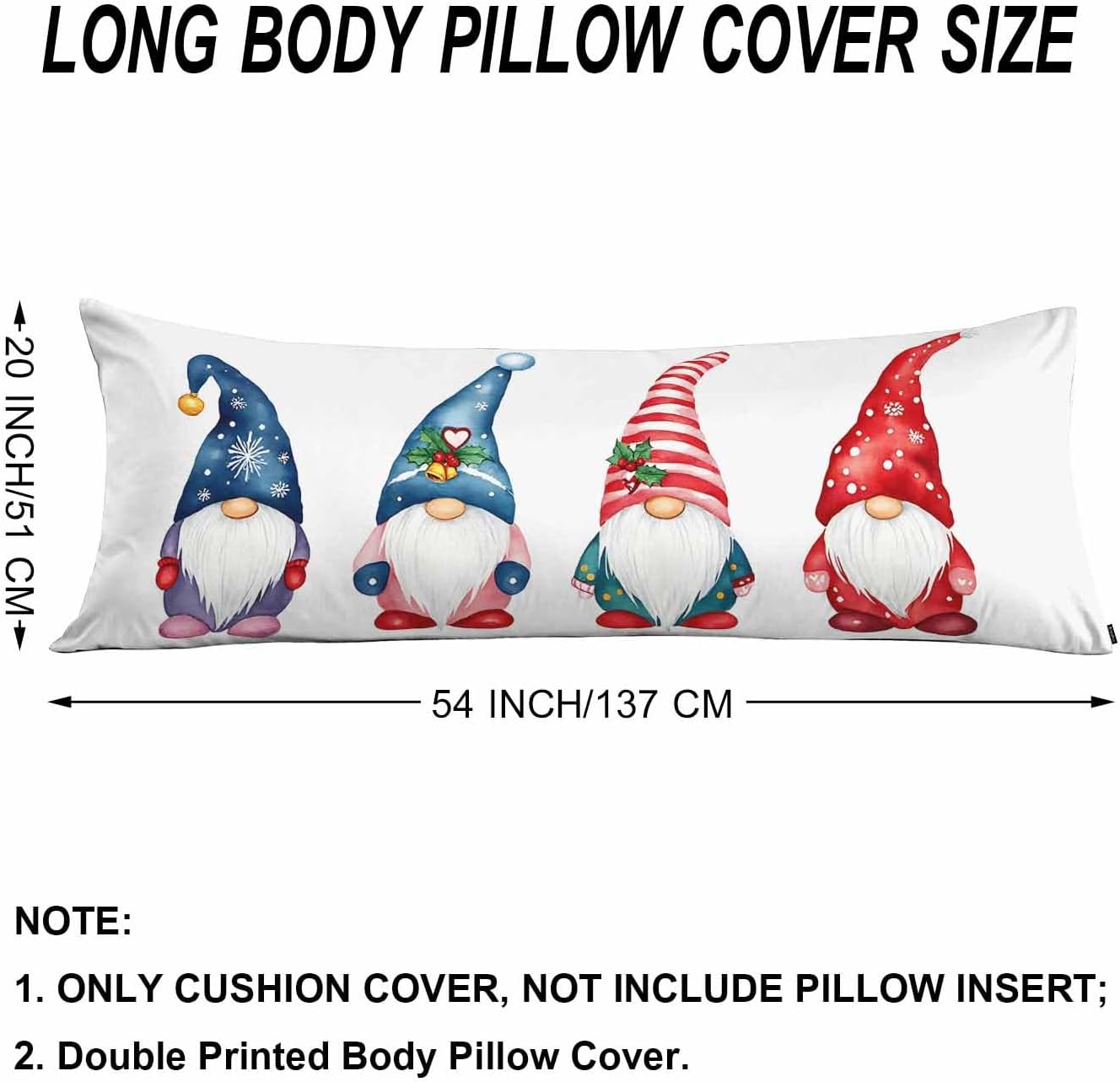 Body Pillowcases with Zipper Gnome Cozy Body Pillow Covers Body Cushion Cover 20 X 54 Inches, Christmas Gnomes Cute Outdoor Body Pillow…