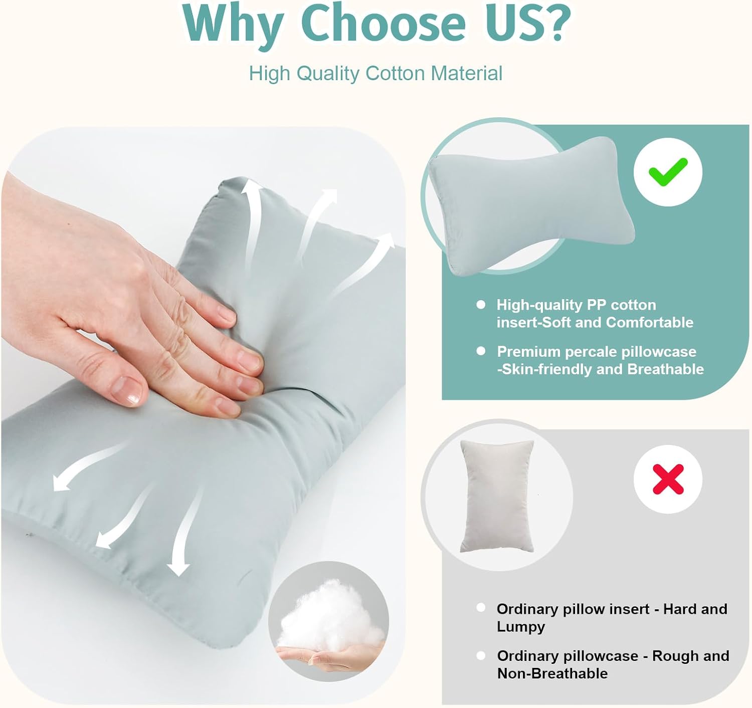 vocheer Small Pillows for Sleeping, 11"x7" Mini Pillow for Travel, Tiny Pillow for Neck, Lumbar, Knee, Wrist, Pets, Cotton Small Back Pillo…