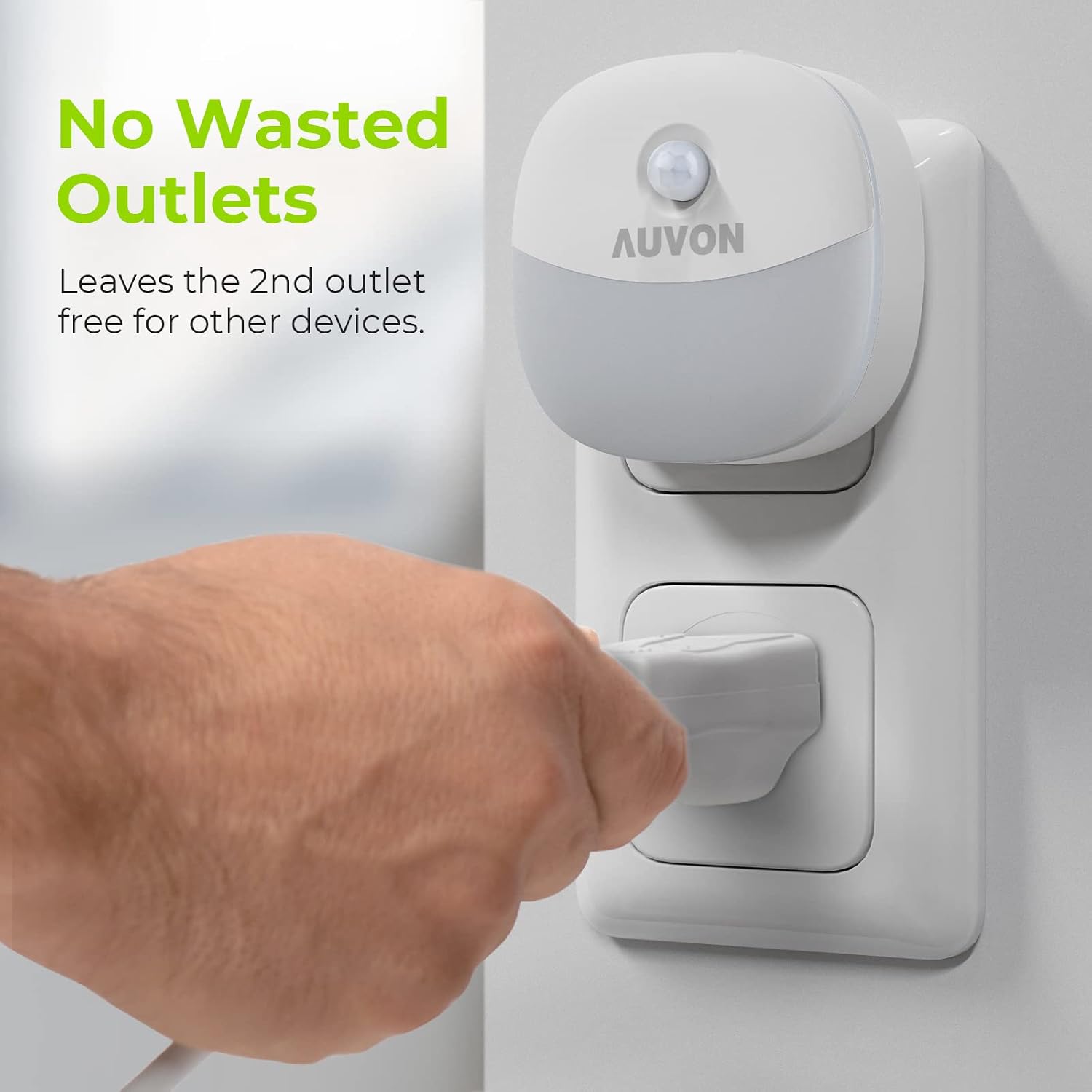 AUVON Plug in Night Light with Motion Sensor and Dusk to Dawn Sensor, Mini Cool White LED Nightlight with 1-50 lm Adjustable Brightness…