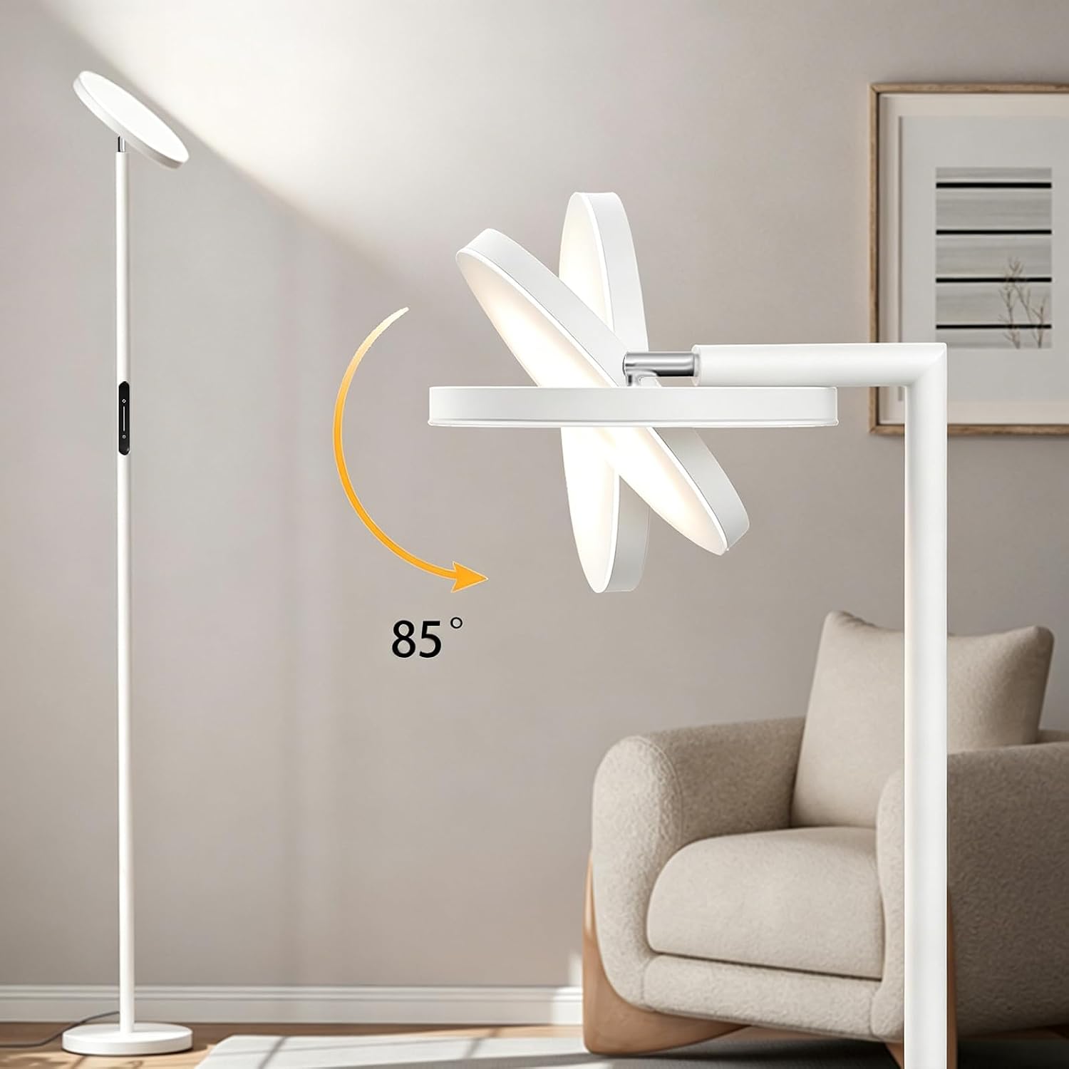 Floor Lamps for Living Room, 32W 3000LM Super Bright LED Torchiere Floor Lamp with Remote & Touch Control, 69" Standing Lamp with…