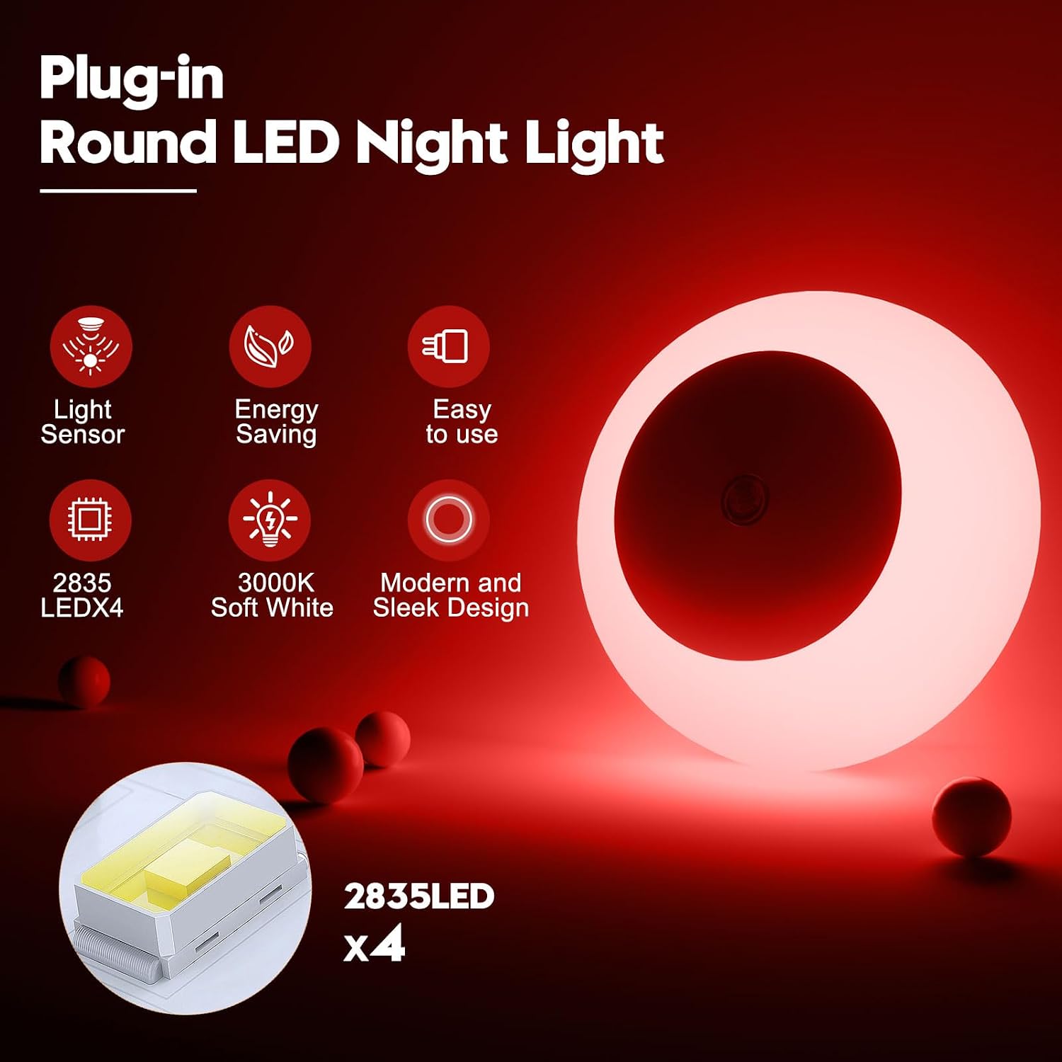 fesnne Night Light, Night Lights Plug into Wall, Dusk to Dawn Sensor, Red Led Night Light 0.5W, 8 Pack Nightlight for Adults, Bedroom…