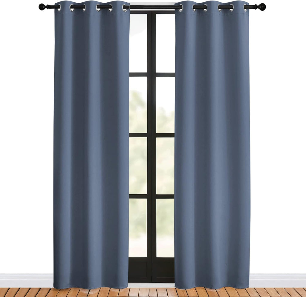 NICETOWN Blackout Curtains for Bedroom, Stone Blue, 34-inch Wide x 80-inch Long, 2PCs, Thermal Insulated Privacy Window Treatment…