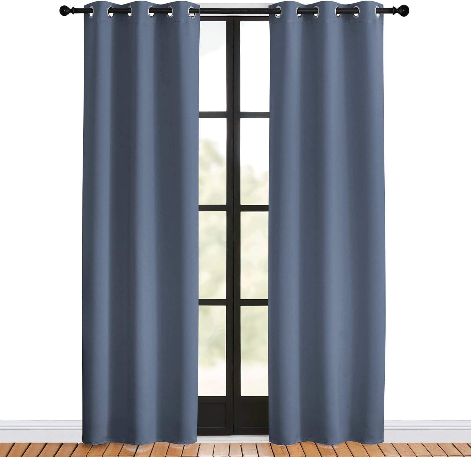 NICETOWN Blackout Curtains for Bedroom, Stone Blue, 34-inch Wide x 80-inch Long, 2PCs, Thermal Insulated Privacy Window Treatment…