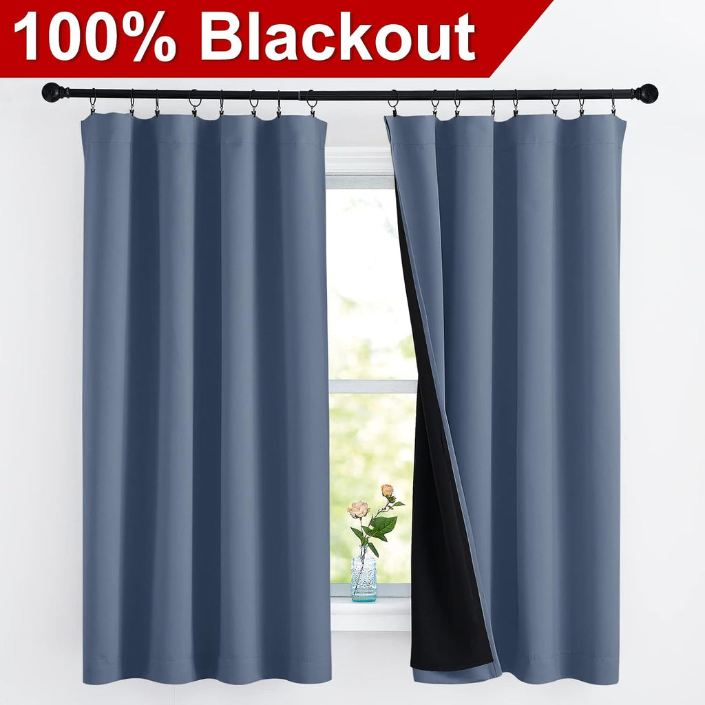 Nicetown 100% Blackout Curtains Keep Warm and Cool, Insulated Full Blackout 2-Layer Lined Drapes, Energy Efficiency Window Draperies for Be…