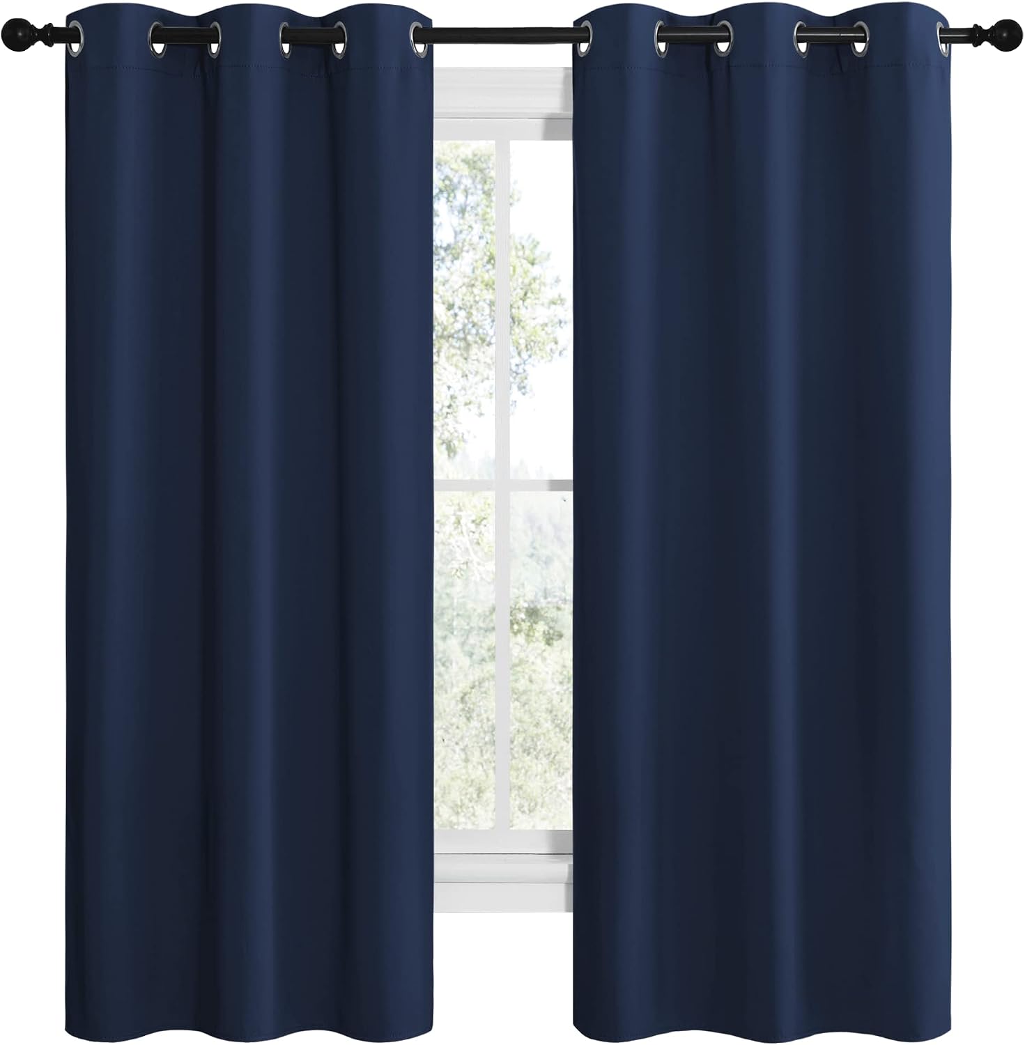 NICETOWN Blackout Draperies Curtains, All Season Thermal Insulated Solid Grommet Top Blackout Curtains/Drapes for Kid's Room (Navy, 1…