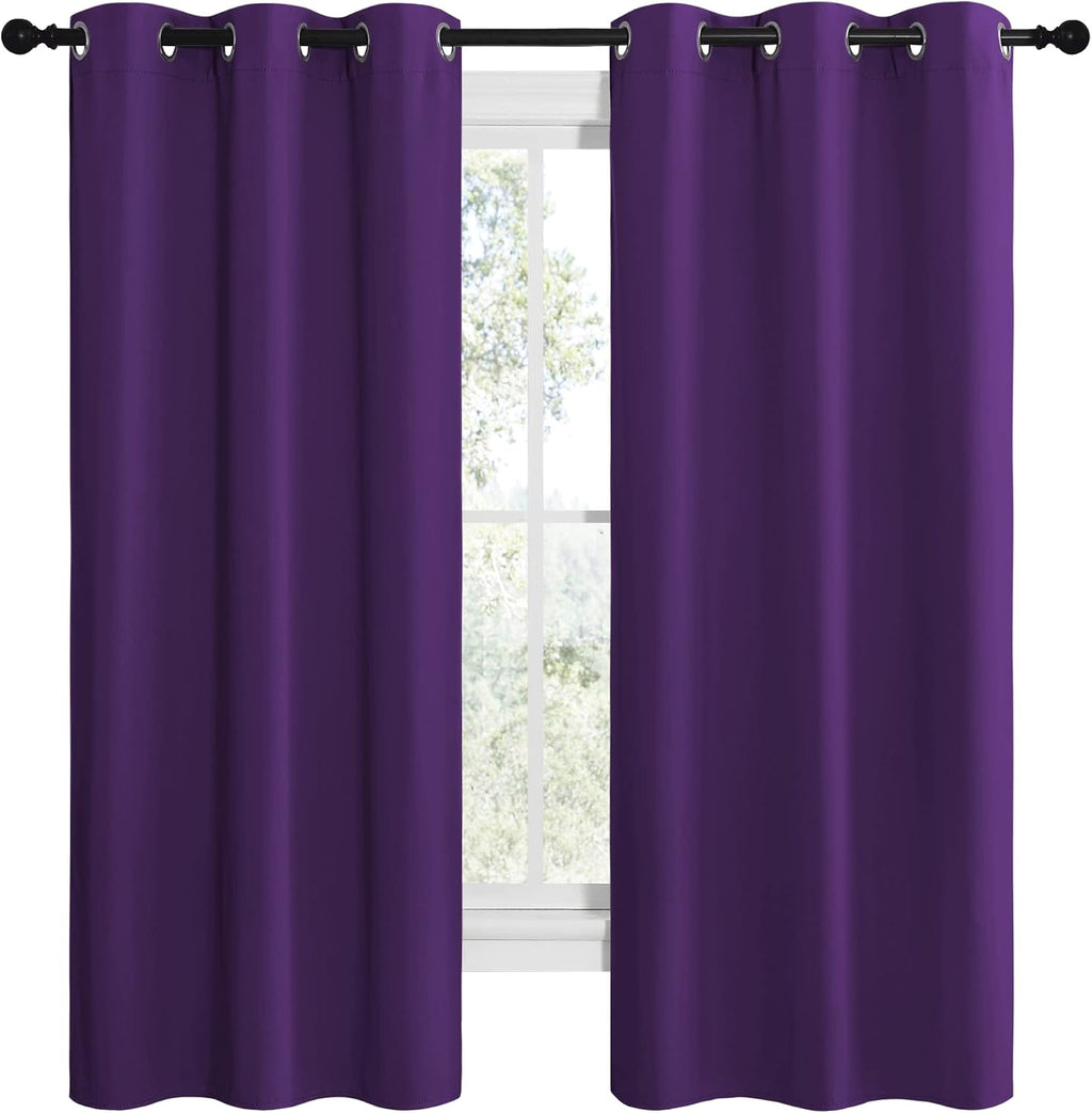 NICETOWN Kitchen Short Blackout Curtains, Home Decoration Thermal Insulated Solid Ring Top Blackout Curtains/Drapes for Bedroom(Set of 2…