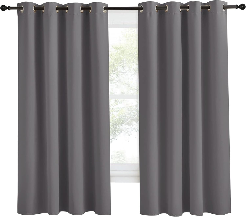 NICETOWN Grey Blackout Curtain 68 inch Long, 55 inches Width, 1 Panel, Thermal Insulated Window Treatment with Grommet Room Darkening…