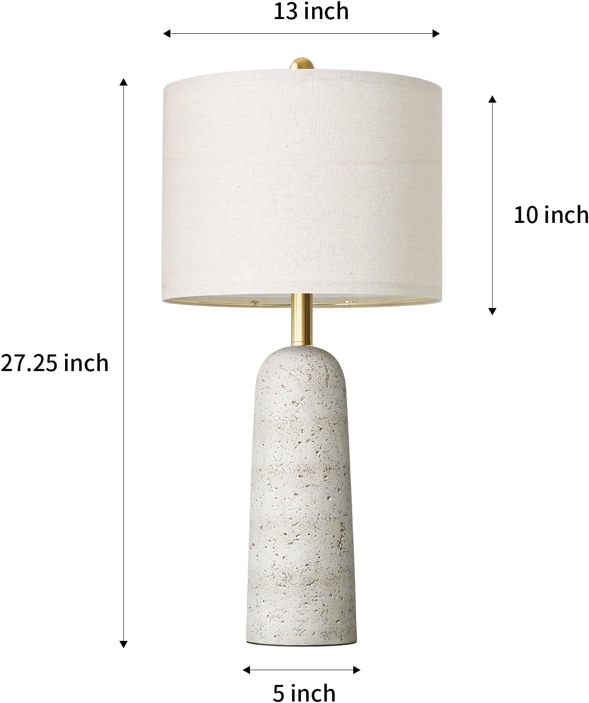 BOBOMOMO 27.25" Modern Table Lamp Set of 2, White Resin Table Lamps with Stone Look, Lamps for Living Room with Linen Shades, Bedside…