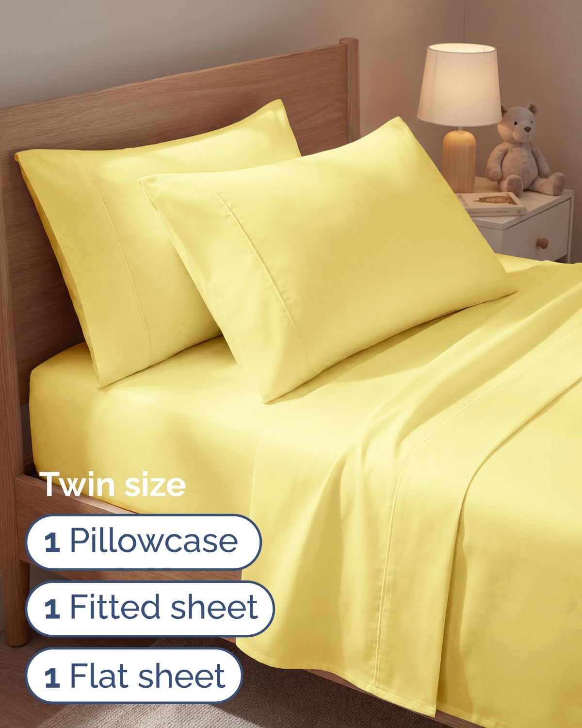 Twin 4 Piece Sheet Set - Comfy, Breathable & Cooling - Hotel Luxury Bedding for Women, Men, Kids, Teens and Children - 1 Flat & 1 Fitted…