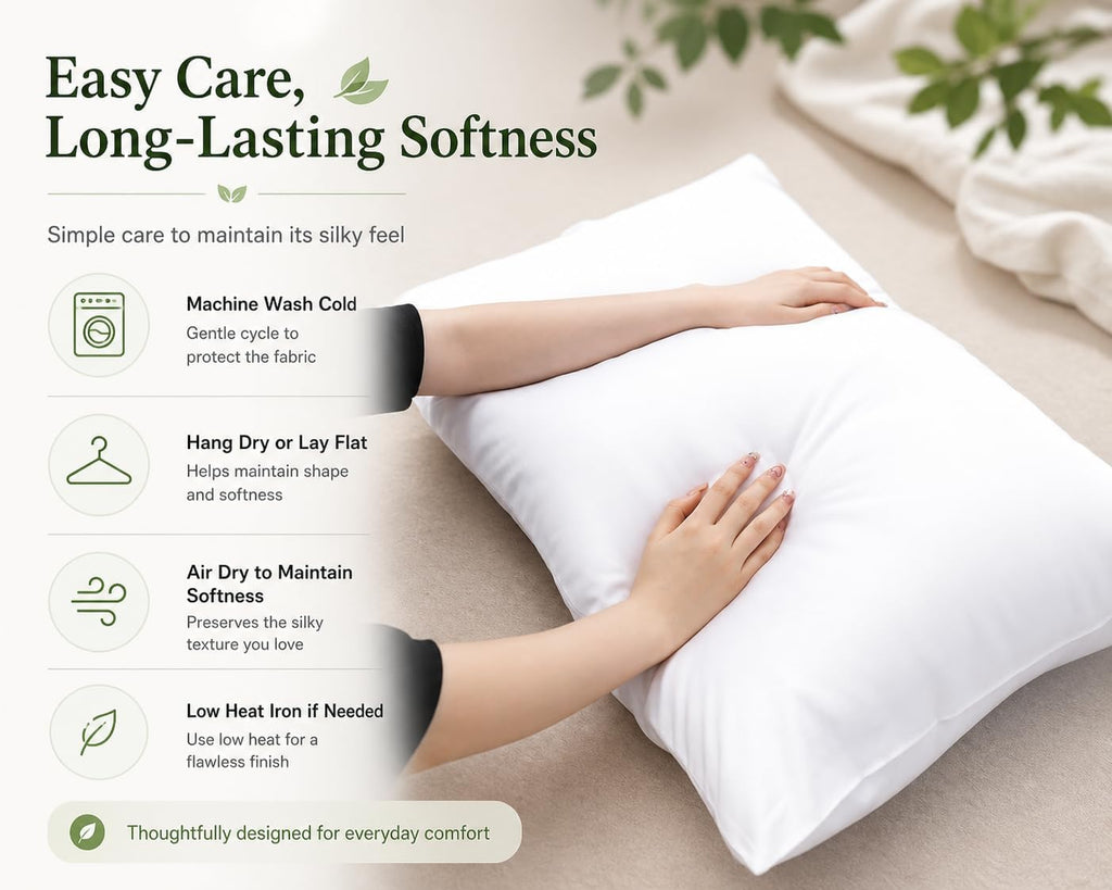 Evolive 100% Rayon Derived from Bamboo Material Cooling Breathable Standard/Queen Pillowcases Pillow Cover 20x30 inches Set of 2 with Envel…