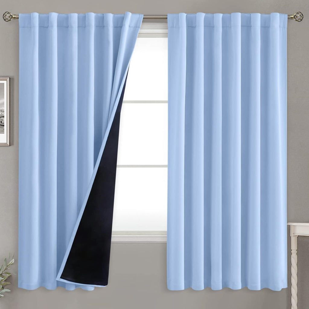BGment Full Blackout Curtains with Thermal Insulation Liner Curtains 63 Inches Long, Rod Pocket and Back Tab Double Layer Room Darkening…