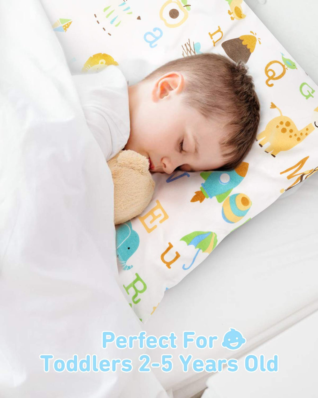 Babebay Toddler Pillow,13 x 18 Kid Pillows for Sleeping, Machine Washable Kids Pillow with Soft Cotton Pillowcase, Perfect for Travel, Todd…