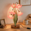 Flower Table Lamp for Bedroom, Cute Reading Light with 5 Pink Magnolia Flower of The Valley, Desk Lamp Bedside Lamps for Nightstands Home…