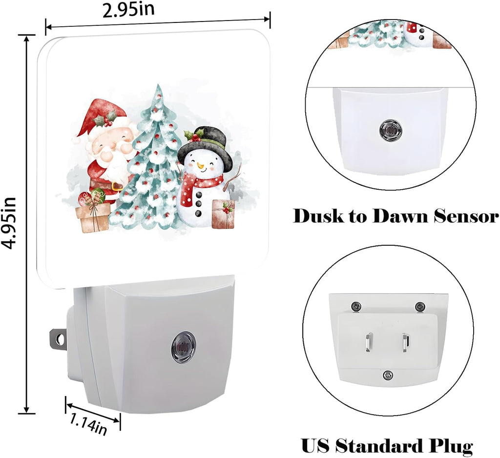 Santa Claus and Snowman Night Light, Plug-in Nightlights Auto Sensor Night Lamp Dusk to Dawn Lamp Home Decor for Nursery Children Girls Boys