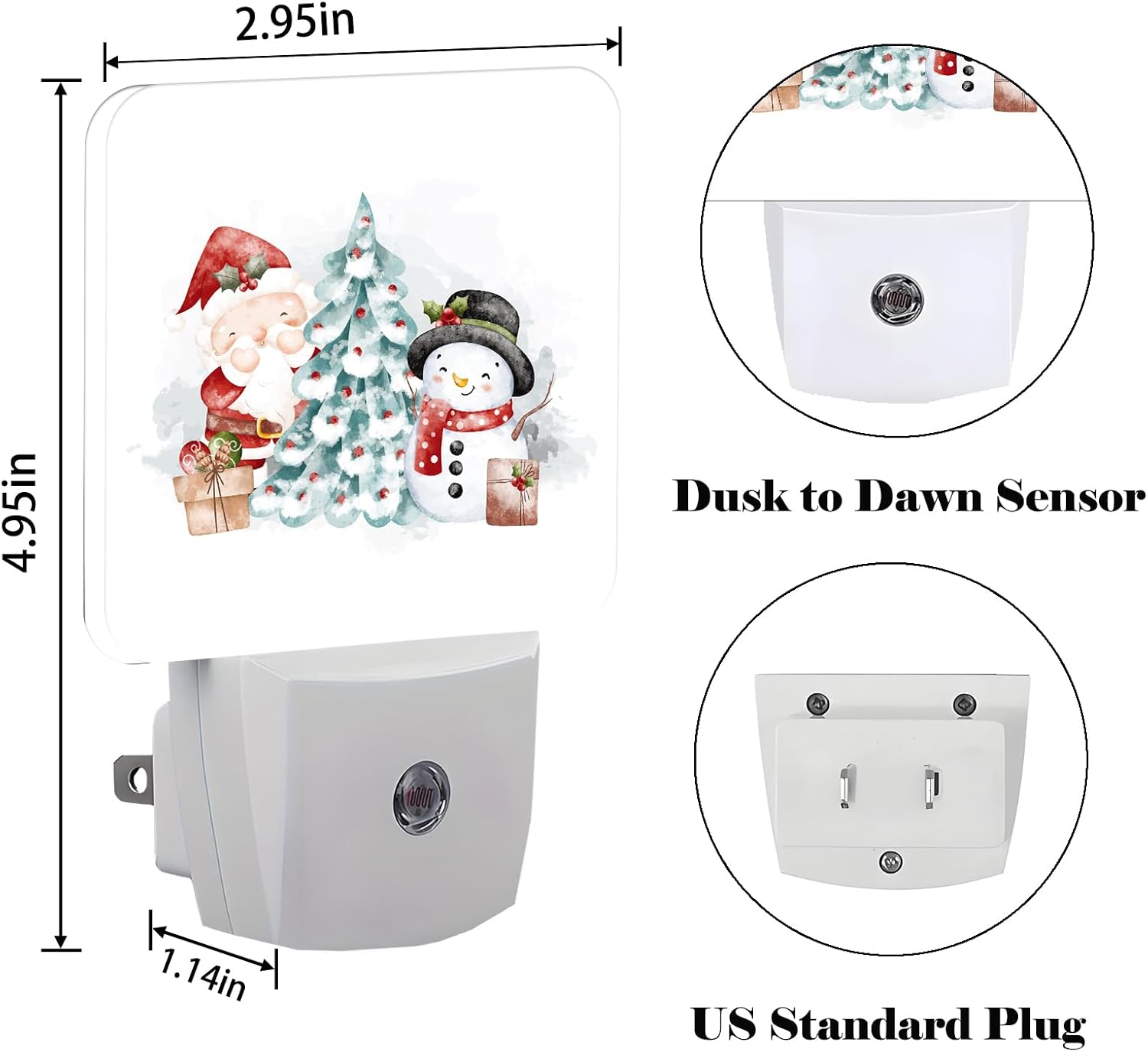 Santa Claus and Snowman Night Light, Plug-in Nightlights Auto Sensor Night Lamp Dusk to Dawn Lamp Home Decor for Nursery Children Girls Boys