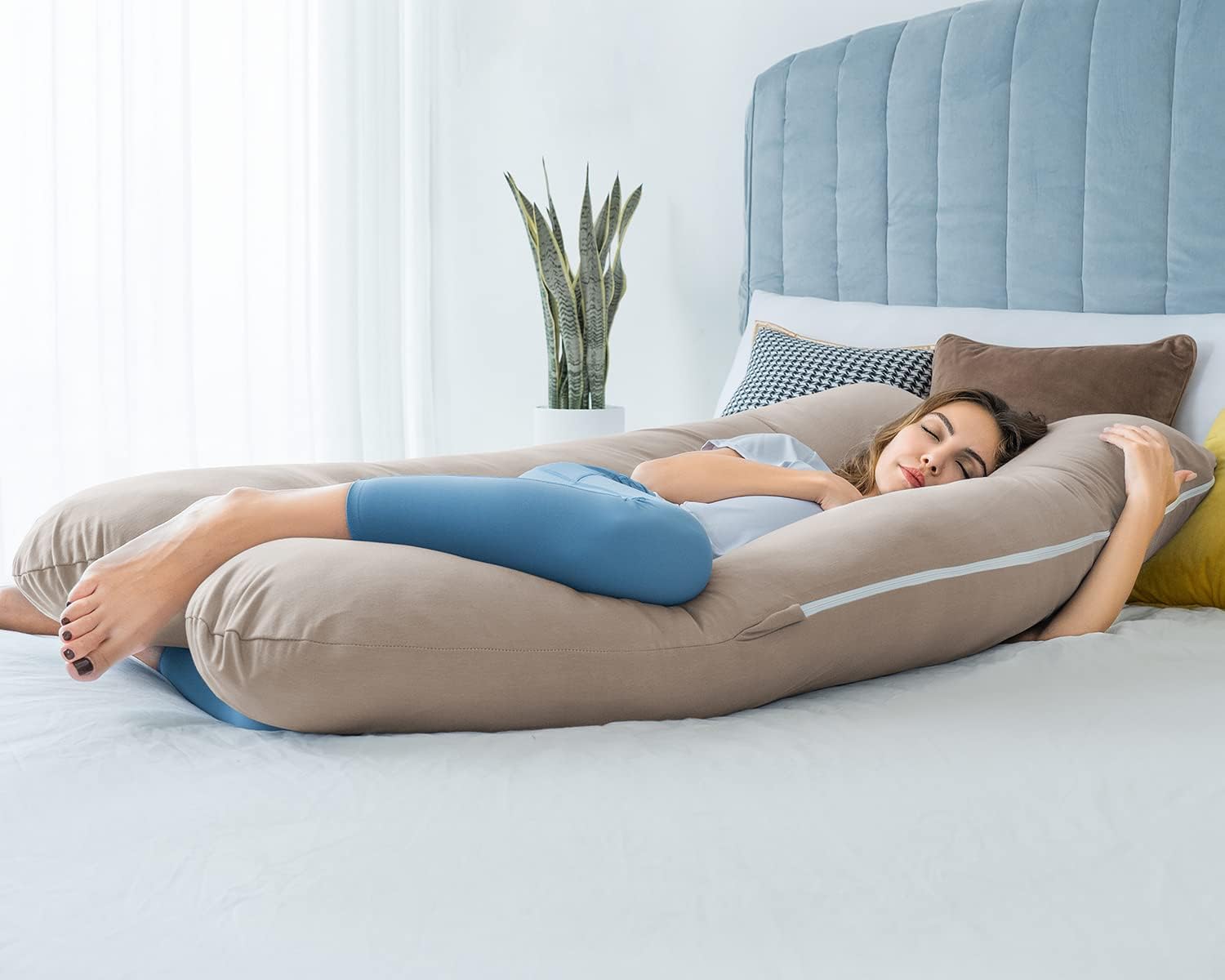 QUEEN ROSE Pregnancy Pillow, U Shaped Full Body Pillows for Sleeping Support, 55 Inch Maternity Pillow for Pregnant Women, Nomad