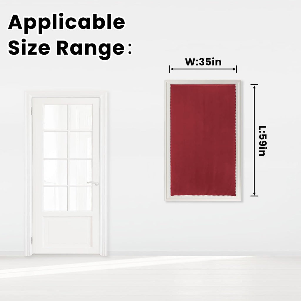 Self Adhesive Curtains, Stick Curtain Blackout Shades Window Cover Curtains for Living Room No Drilling, 35" W X 59" L, Burgundy, 1 Panel