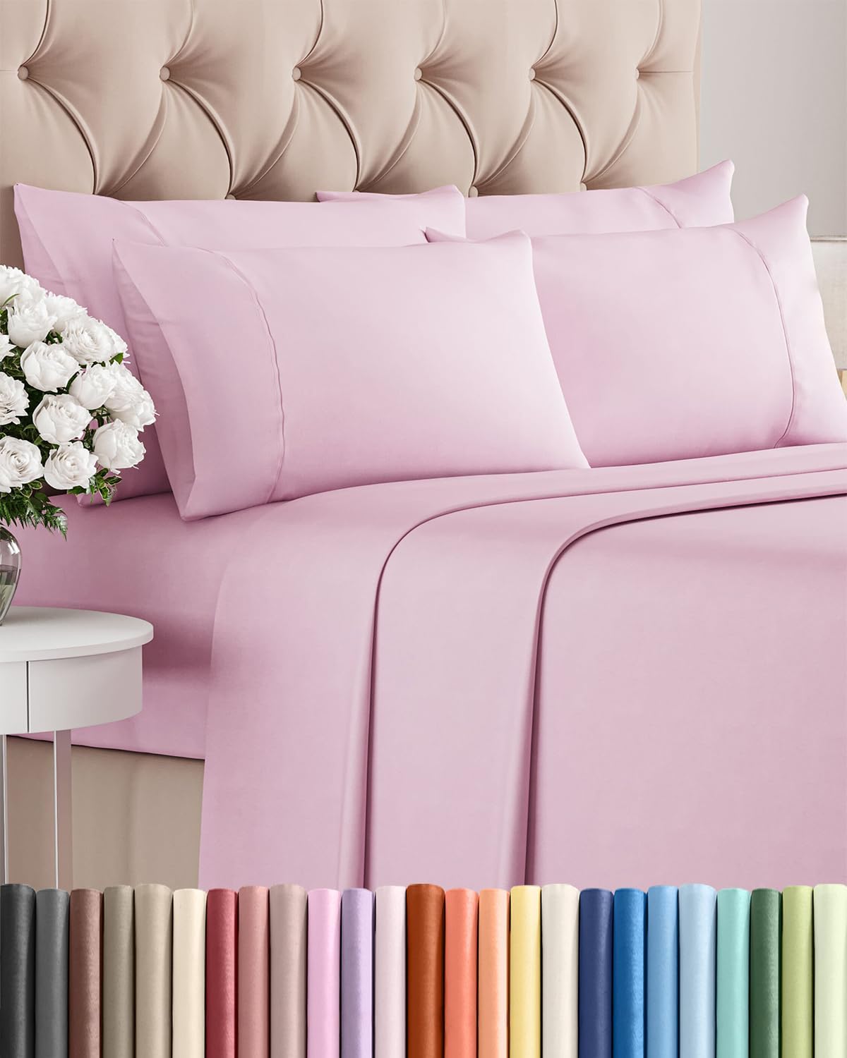 Full 6 Piece Sheet Set - Comfy, Breathable & Cooling - Hotel Luxury Bedding for Women, Men, Kids, Teens & Children - 1 Flat & 1 Fitted…