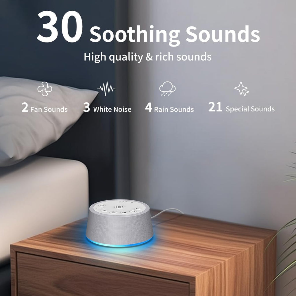 SoundLegend White Noise Sleep Sound Machines 30 Sounds 32-Level Volume 12 Colors Light 5 Timers Adjustable Light Brightness Compact for…