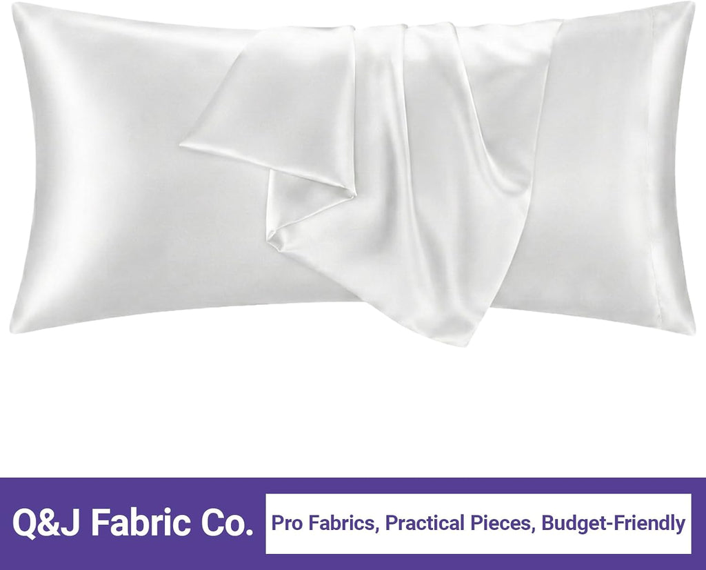 QJFabricCO Q&J Fabric Co. 1 Pack Satin Pillowcase Silk Like Pillowcase 20x54 inch White Cooling Pillowcase with Envelope Closure for Hair a…