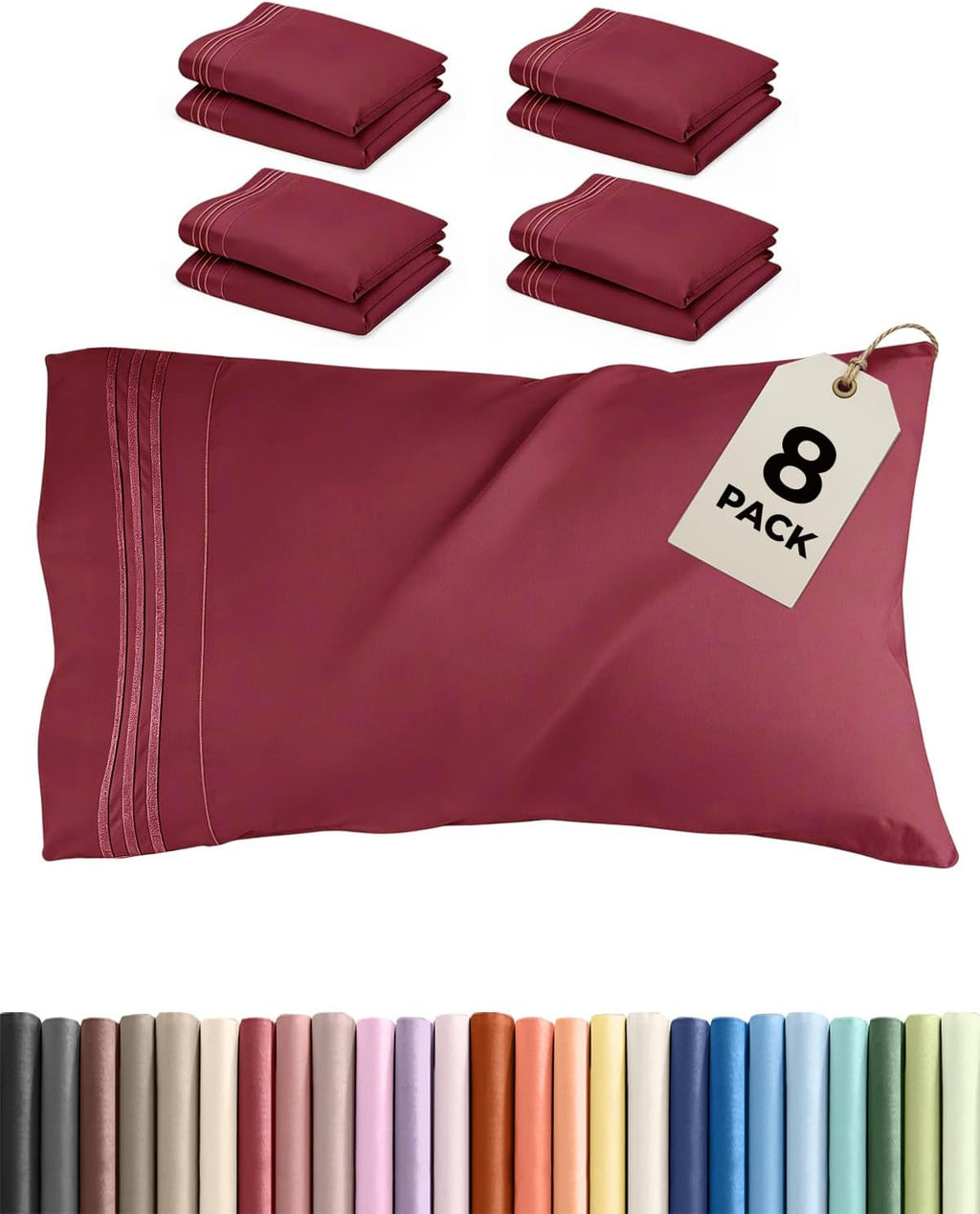 King Standard Pillow Cases Set of 8 - Ultra Soft Hotel Quality Pillowcase Covers - Comfy & Wrinkle Free - Shrink & Fade Resistant…