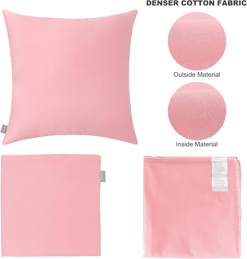 Thmyo 4-Pack 100% Cotton Comfortable Solid Decorative Throw Pillow Case, Thmyo Square Cushion Cover Pillowcase Sublimation Blank Pillow Cove…