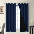 Yakamok Total Blackout Curtains, 2 Thick Layers Completely Blackout Thermal Insulated Drapes with Black Liner for Bedroom(52Wx63L, Navy Blu…