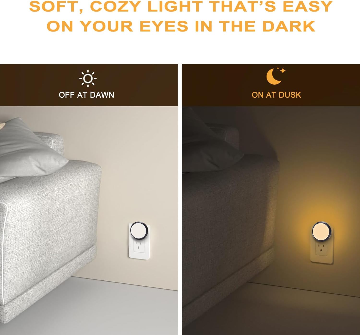 Night Lights Plug into Wall, Night Light with Dusk to Dawn Sensor, Soft White 3000K, Compact Plug in Nightlight for Kids, Adults…