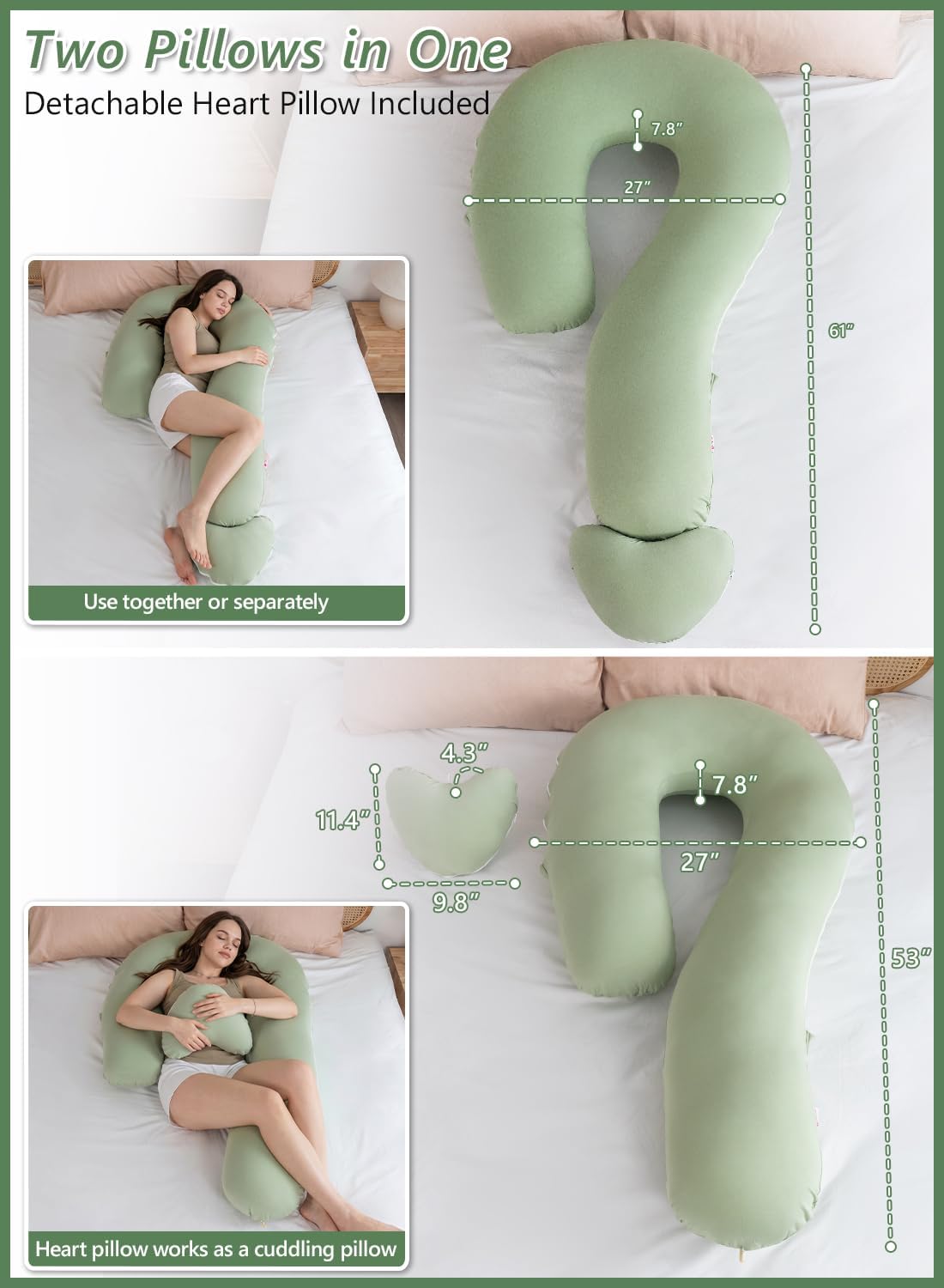 Meiz Question Mark Body Pillow for Adults & Couples - Rayon Cover Derived from Bamboo, Full Body Support for Side Sleepers, Back & Pregnanc…