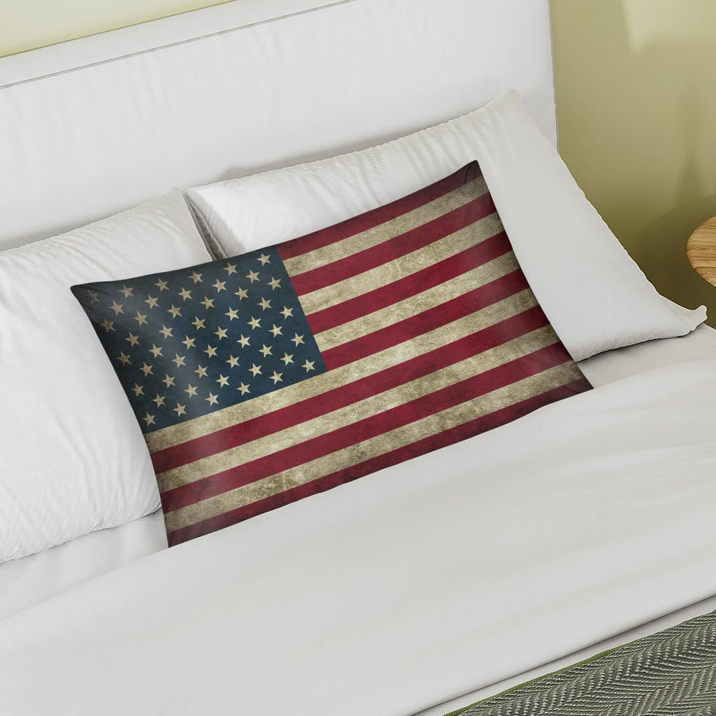 American Flag Retro Satin Silk Pillowcase for Hair and Skin Pillow Cases Queen Size Soft Silk Pillow Case with Envelope Closure Print…