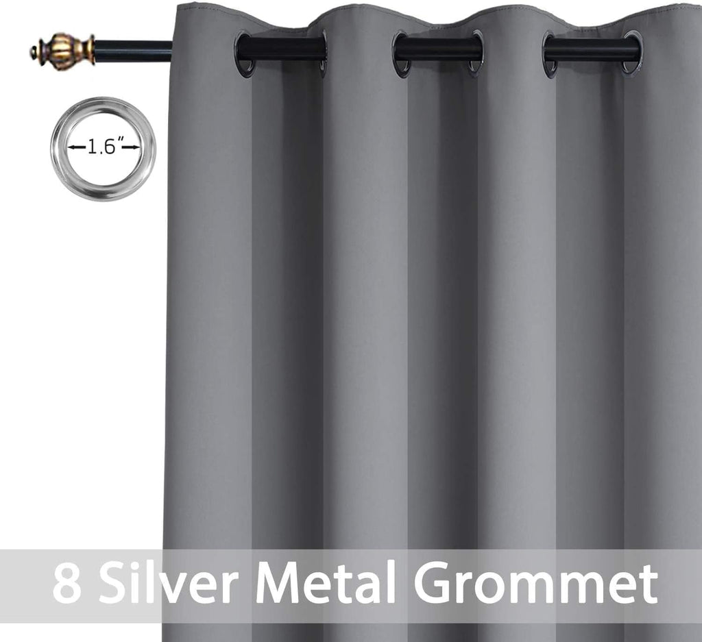 Yakamok Room Darkening Gray Blackout Curtains 84 Inch Long Light Blocking Thermal Insulated Window Treatment Grommet Drapes for Bedroom…