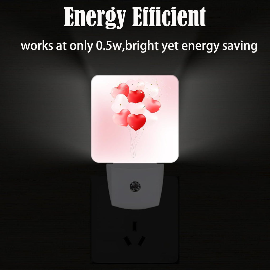 Pink Candy Heart Balloons Night Light, Plug-in Night Lights with Dusk-to-Dawn Sensor for Stairway, Hallway, Bedroom Sleep Friendly Ideal for…