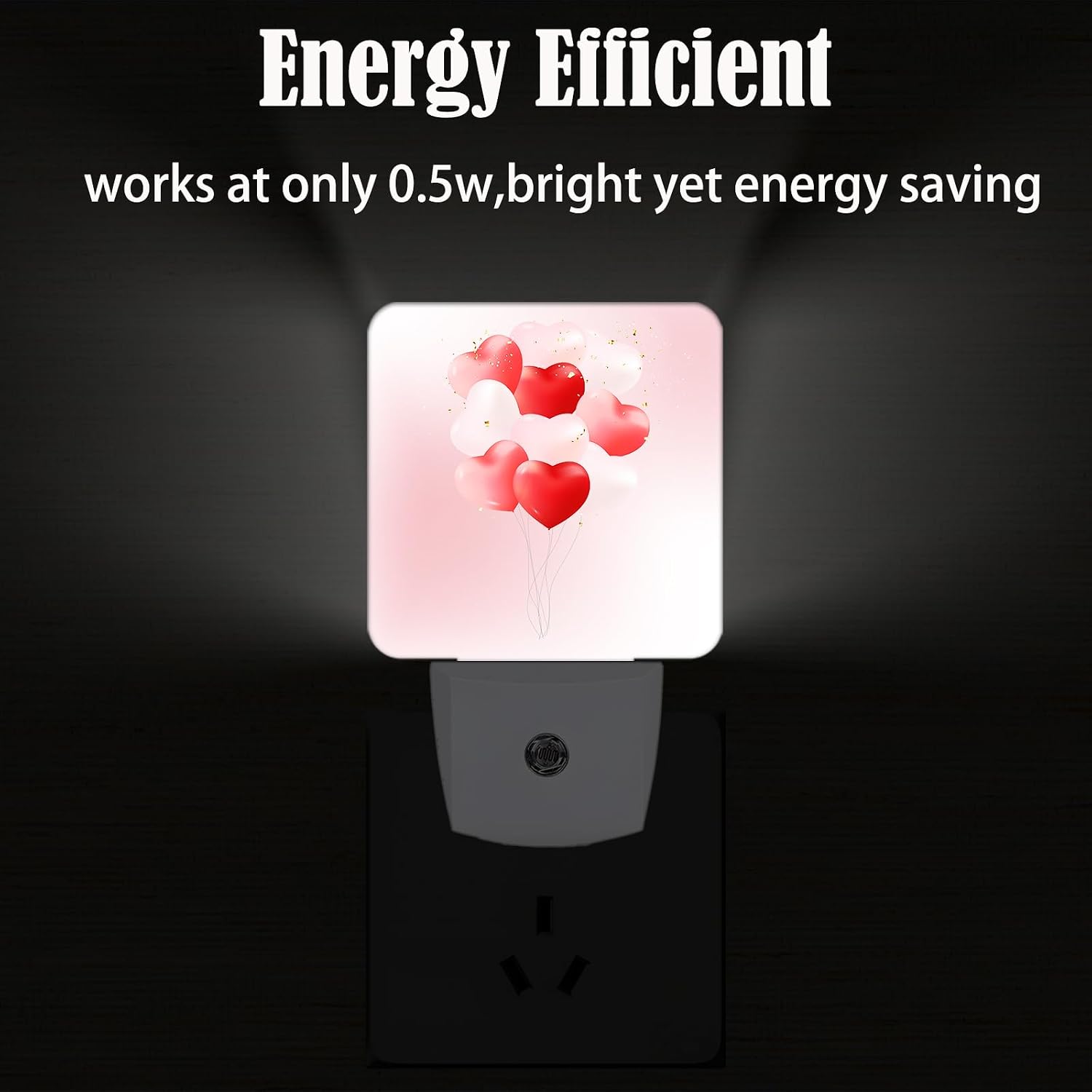 Pink Candy Heart Balloons Night Light, Plug-in Night Lights with Dusk-to-Dawn Sensor for Stairway, Hallway, Bedroom Sleep Friendly Ideal for…