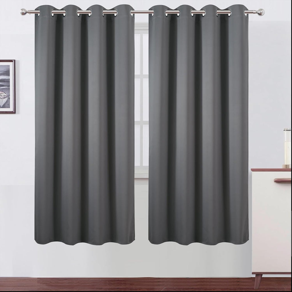 Lemomo Blackout Curtains 66 x 72 Inch Long Frost Grey Curtains Set of 2 Panels Room Darkening Curtains for Bedroom and Living Room 72 Inch…