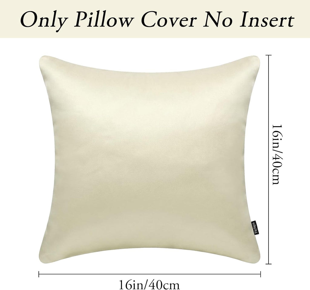 Faylapa 4 Pack Silky Satin Throw Pillow Cases Heavy Silk Satin Decorative Pillow Covers Solid Dyed Soft Pillow Cover Home Decor, 16" x…